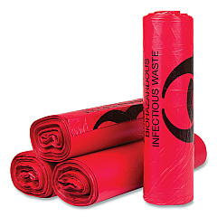 Inteplast Group High-Density Interleaved Commercial Can Liners, 33 gal, 13 microns, 33" x 40", Red, 500/Carton (S334014RH)
