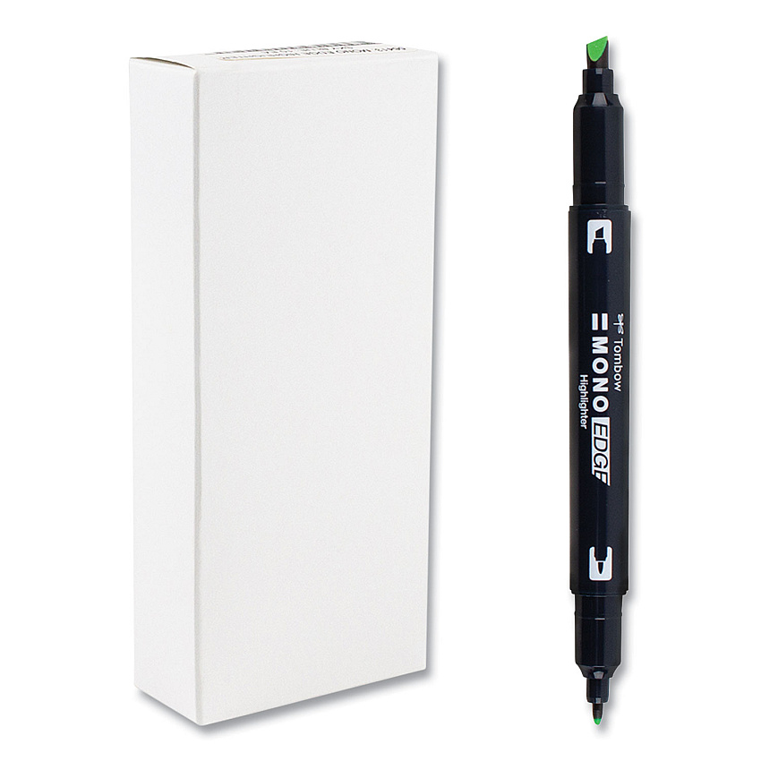 Tombow Highlighters, Yellow Green Ink, Bullet/Chisel Tip, Yellow Green Barrel, 10/Box (56415)