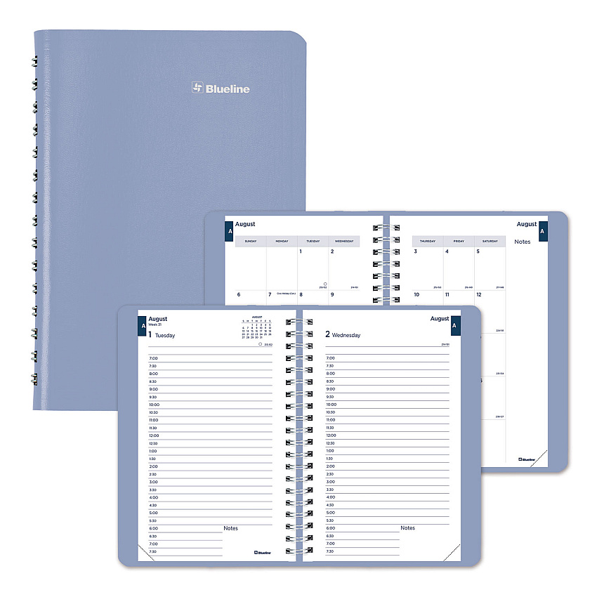 Blueline Academic Daily/Monthly Planner, 8 x 5, Cyan Cover, 12-Month (Aug to July): 2024 to 2025 (CA201F02)