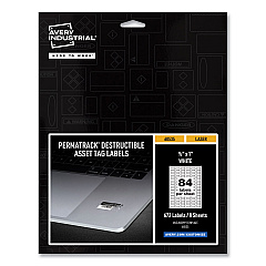 Avery PermaTrack Destructible Asset Tag Labels, Laser Printers, 0.5 x 1, White, 84/Sheet, 8 Sheets/P