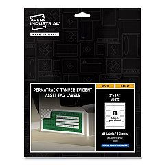 Avery PermaTrack Tamper-Evident Asset Tag Labels, Laser Printers, 2 x 3.75, White, 8/Sheet, 8 Sheets