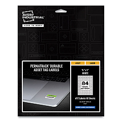 Avery PermaTrack Durable White Asset Tag Labels, Laser Printers, 0.5 x 1, White, 84/Sheet, 8 Sheets/