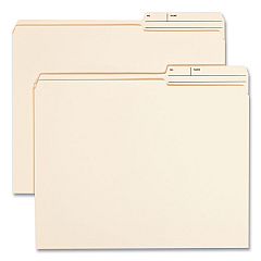 Smead Reinforced Guide Height File Folders, 2/5-Cut Printed Tabs: Right Position, Letter Size, 0.75" Expansion, Manila, 100/Box (10388)