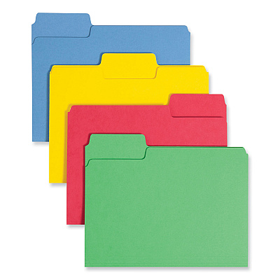 Smead SuperTab Colored File Folders, 1/3-Cut Tabs: Assorted, Letter Size, 0.75" Expansion, 14-pt Stock, Assorted Colors, 50/Box (10410)