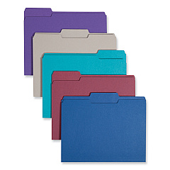 Smead Colored File Folders, 1/3-Cut Tabs: Assorted, Letter Size, 0.75" Expansion, Assorted: Gray/Maroon/Navy/Purple/Teal, 100/Box (11948)