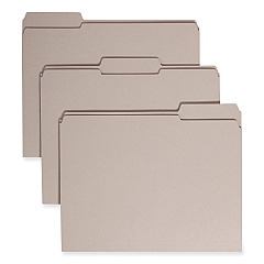 Smead Reinforced Top Tab Colored File Folders, 1/3-Cut Tabs: Assorted, Letter Size, 0.75" Expansion, Gray, 100/Box (12334)