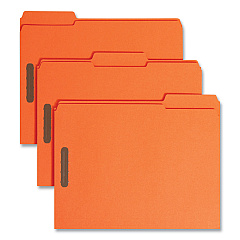 Smead Top Tab Colored Fastener Folders, 2 Fasteners, Letter Size, Orange Exterior, 50/Box (12540)