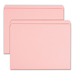 Smead Reinforced Top Tab Colored File Folders, Straight Tabs, Letter Size, 0.75" Expansion, Pink, 100/Box (12610)