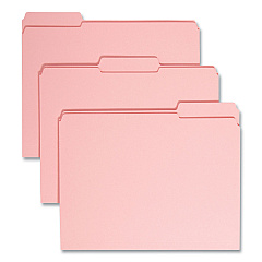 Smead Reinforced Top Tab Colored File Folders, 1/3-Cut Tabs: Assorted, Letter Size, 0.75" Expansion, Pink, 100/Box (12634)