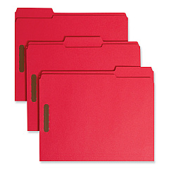 Smead Top Tab Colored Fastener Folders, 2 Fasteners, Letter Size, Red Exterior, 50/Box (12740)