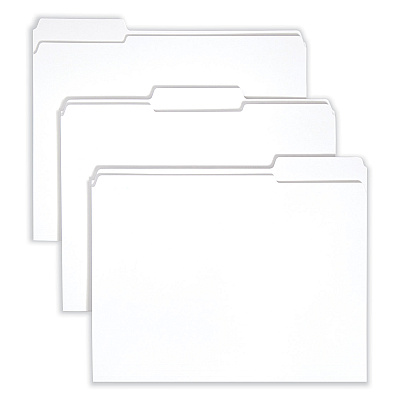 Smead Reinforced Top Tab Colored File Folders, 1/3-Cut Tabs: Assorted, Letter Size, 0.75" Expansion, White, 100/Box (12834)