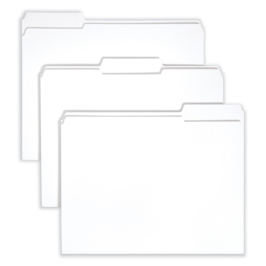 Smead Reinforced Top Tab Colored File Folders, 1/3-Cut Tabs: Assorted, Letter Size, 0.75" Expansion, White, 100/Box (12834)