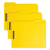 Smead Top Tab Colored Fastener Folders, 2 Fasteners, Letter Size, Yellow Exterior, 50/Box (12940)