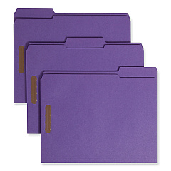 Smead Top Tab Colored Fastener Folders, 2 Fasteners, Letter Size, Purple Exterior, 50/Box (13040)