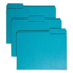 Smead Colored File Folders, 1/3-Cut Tabs: Assorted, Letter Size, 0.75" Expansion, Teal, 100/Box (13143)