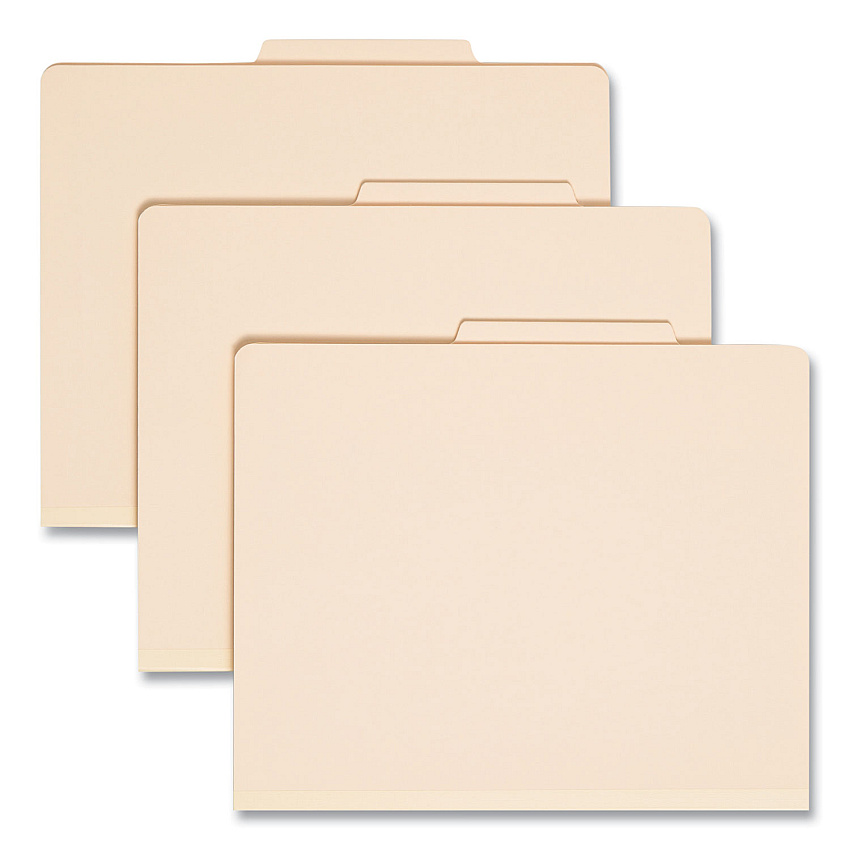 Smead Manila Four- and Six-Section Top Tab Classification Folders, 1 Divider, Letter Size, Manila, 10/Box (13700)
