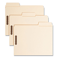Smead SuperTab Reinforced Guide Height Fastener Folders, 2 Fasteners, Letter Size, 11-pt Manila Exterior, 50/Box (14535)