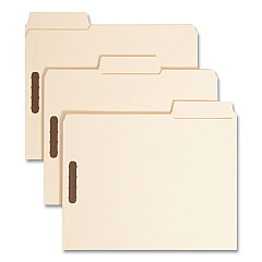 Smead SuperTab Reinforced Guide Height Fastener Folders, 2 Fasteners, Letter Size, 14-pt Manila Exterior, 50/Box (14545)
