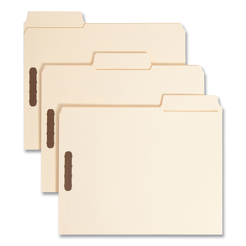 Smead SuperTab Reinforced Guide Height Fastener Folders, 2 Fasteners, Letter Size, 14-pt Manila Exterior, 50/Box (14545)