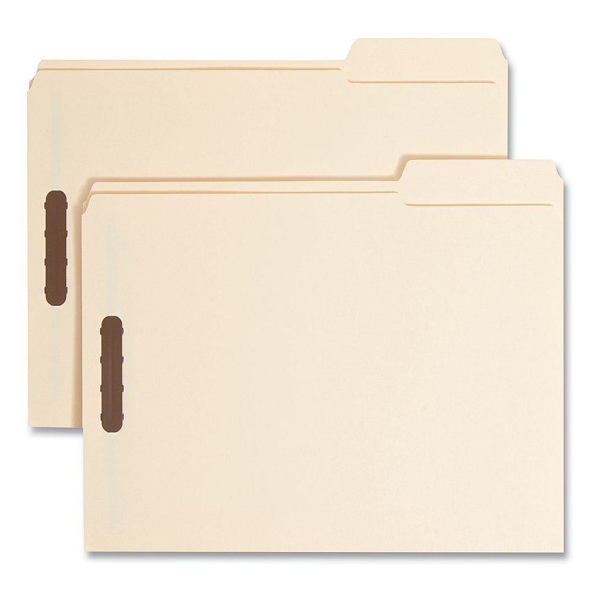 Smead Top Tab Fastener Folders, Guide-Height 2/5-Cut Tabs: Right of Center, 2 Fasteners, Letter Size, 11-pt Manila Exterior, 50/Box (14580)
