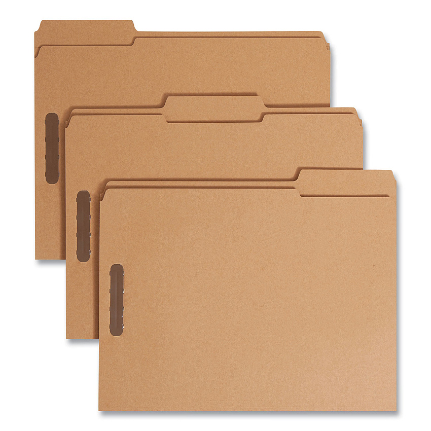 Smead Top Tab Fastener Folders, 1/3-Cut Tabs: Assorted, 2 Fasteners, Letter Size, 11-pt Kraft Exterior, 50/Box (14837)