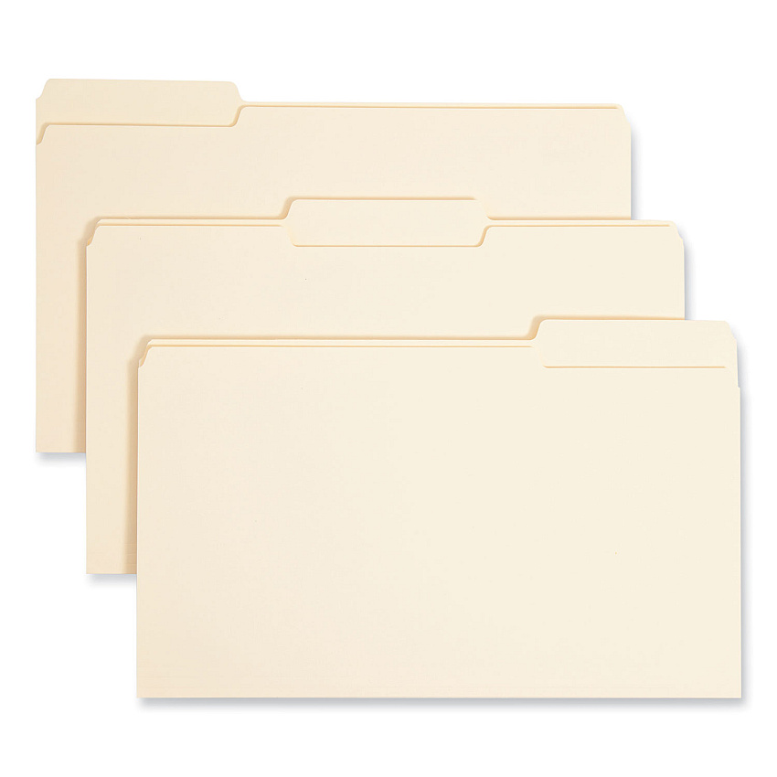 Smead Interior File Folders, 1/3-Cut Tabs: Assorted, Legal Size, 0.75" Expansion, Manila, 100/Box (15230)