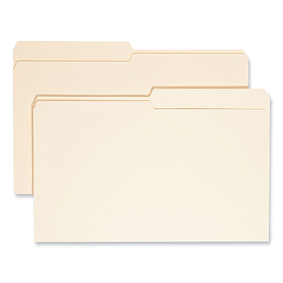 Smead Manila File Folders, 1/2-Cut Tabs: Assorted, Legal Size, 0.75" Expansion, Manila, 100/Box (15320)