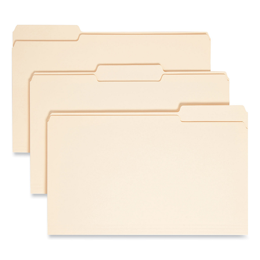 Smead Top Tab File Folders with Antimicrobial Product Protection, 1/3-Cut Tabs: Assorted, Legal, 0.75" Expansion, Manila, 100/Box (15338)
