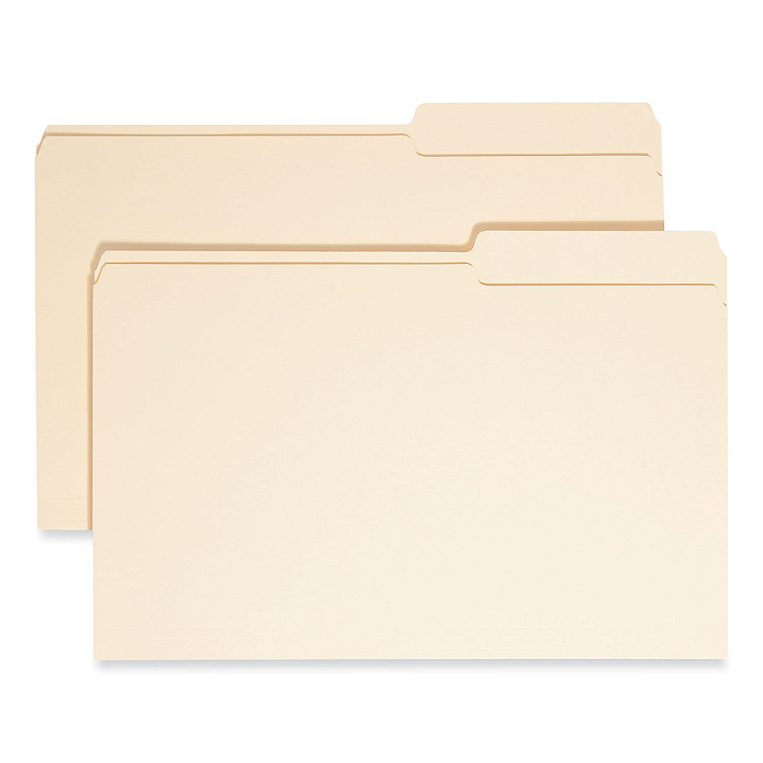 Smead Manila Guide Height Systems File Folders, 2/5-Cut Tabs: Right of Center, Legal Size, 0.75" Expansion, Manila, 100/Box (15385)