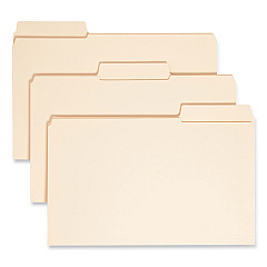 Smead SuperTab Reinforced Guide Height Top Tab Folders, 1/3-Cut Tabs: Assorted, Legal Size, 0.75" Expansion, Manila, 100/Box (15395)
