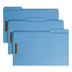 Smead Top Tab Colored Fastener Folders, 2 Fasteners, Legal Size, Blue Exterior, 50/Box (17040)