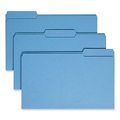 Smead Colored File Folders, 1/3-Cut Tabs: Assorted, Legal Size, 0.75" Expansion, Blue, 100/Box (17043)