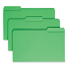 Smead Colored File Folders, 1/3-Cut Tabs: Assorted, Legal Size, 0.75" Expansion, Green, 100/Box (17143)