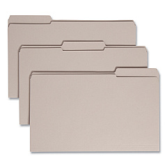 Smead Reinforced Top Tab Colored File Folders, 1/3-Cut Tabs: Assorted, Legal Size, 0.75" Expansion, Gray, 100/Box (17334)