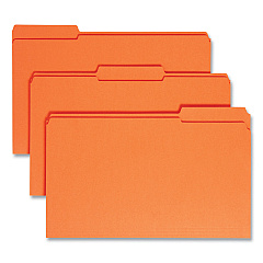 Smead Reinforced Top Tab Colored File Folders, 1/3-Cut Tabs: Assorted, Legal Size, 0.75" Expansion, Orange, 100/Box (17534)