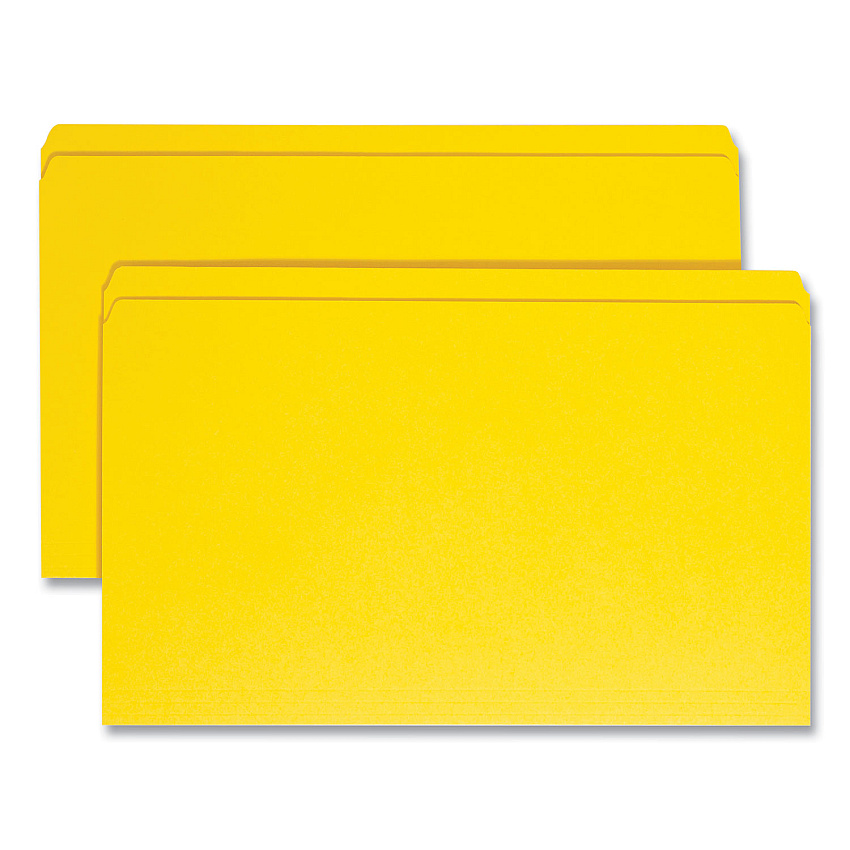 Smead Reinforced Top Tab Colored File Folders, Straight Tabs, Legal Size, 0.75" Expansion, Yellow, 100/Box (17910)