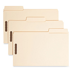 Smead SuperTab Reinforced Guide Height Fastener Folders, 2 Fasteners, Legal Size, 11-pt Manila Exterior, 50/Box (19535)