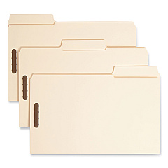 Smead SuperTab Reinforced Guide Height Fastener Folders, 2 Fasteners, Legal Size, 14-pt Manila Exterior, 50/Box (19545)