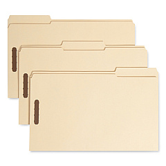 Smead Top Tab Fastener Folders, 1/3-Cut Tabs: Assorted, 2 Fasteners, Legal Size, 11-pt Manila Exterior, 50/Box (19547)