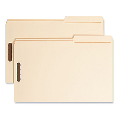 Smead Top Tab Fastener Folders, Guide-Height 2/5-Cut Tabs: Right of Center, 2 Fasteners, Legal Size, 11-pt Manila Exterior, 50/Box (19587)