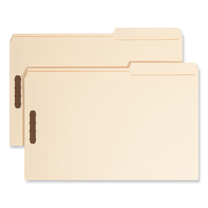 Smead Top Tab Fastener Folders, Guide-Height 2/5-Cut Tabs: Right of Center, 2 Fasteners, Legal Size, 11-pt Manila Exterior, 50/Box (19587)