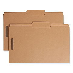 Smead Top Tab Fastener Folders, Guide-Height 2/5-Cut Tabs: Right of Center, 2 Fasteners, Legal Size, 17-pt Kraft Exterior, 50/Box (19882)