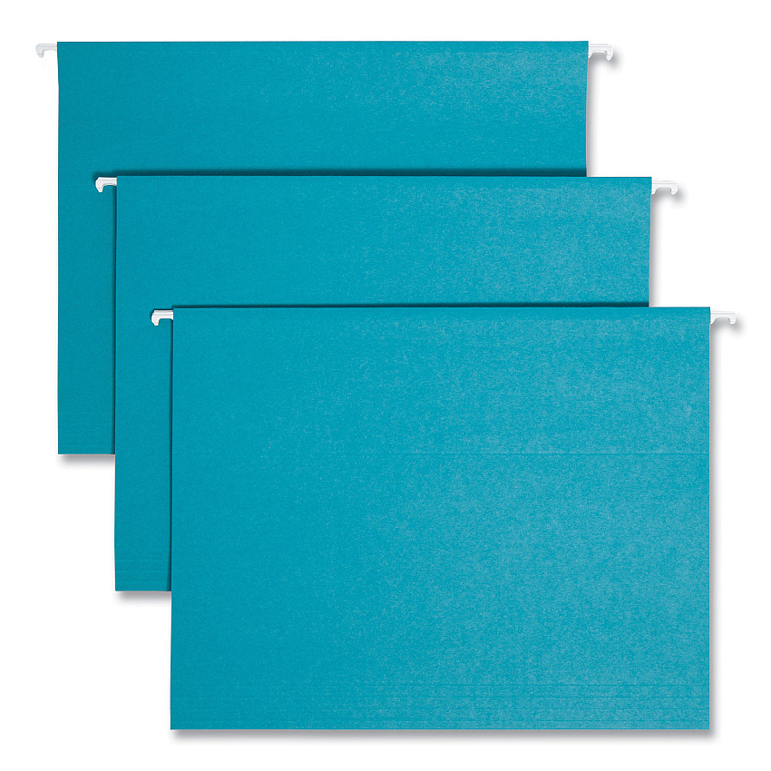Smead Colored Hanging File Folders with 1/5 Cut Tabs, Letter Size, 1/5-Cut Tabs, Teal, 25/Box (64074)