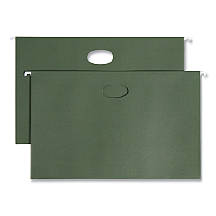 Smead Hanging Pockets with Full-Height Gusset, 1 Section, 3.5" Capacity, Legal Size, Standard Green, 10/Box (64320)