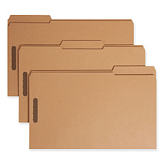 Smead Top Tab Fastener Folders, 1/3-Cut Tabs: Assorted, 2 Fasteners, Legal Size, 11-pt Kraft Exterior, 50/Box (19837)