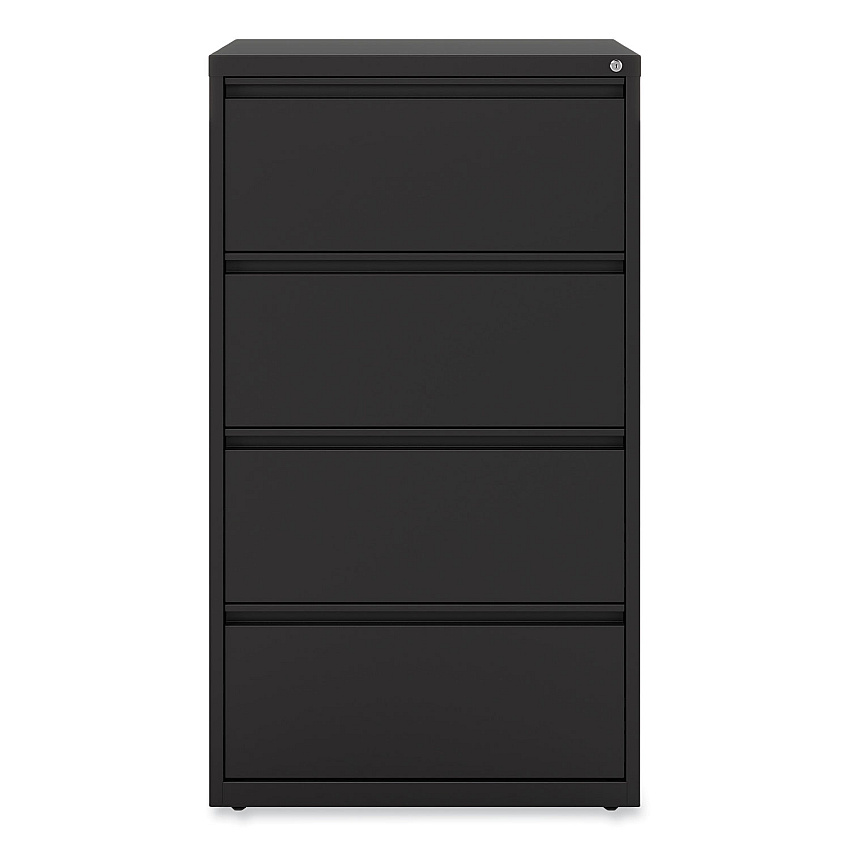 Alera Lateral File, 4 Legal/Letter-Size File Drawers, Black, 30" x 18" x 52.5" (ALEHLF3054BL)