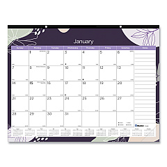 Blueline Monthly Desk Pad Calendar, Gold Detail Floral Artwork, 22 x 17, Black Binding, Clear Corners, 12-Month (Jan-Dec): 2023 (C194128)