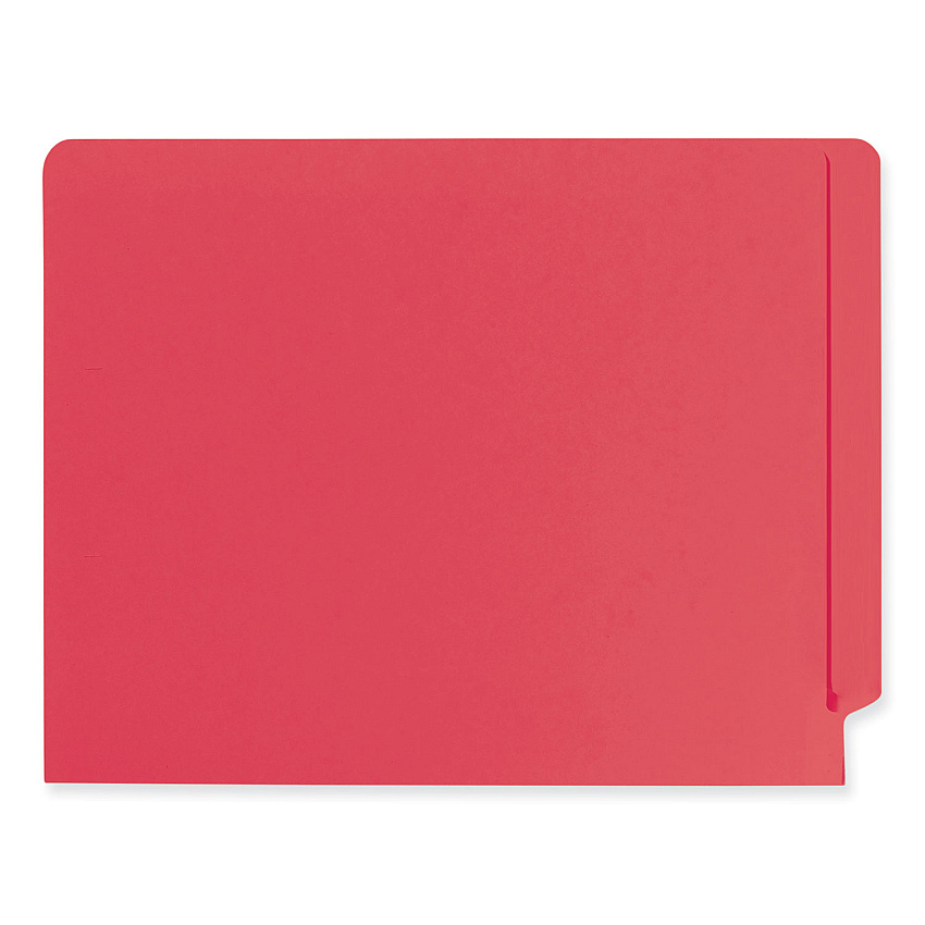 Smead Heavyweight Colored End Tab Fastener Folders, 2 Fasteners, Letter Size, Red Exterior, 50/Box (25740)