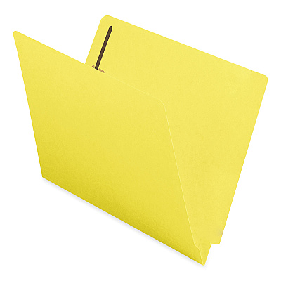 Smead Heavyweight Colored End Tab Fastener Folders, 2 Fasteners, Letter Size, Yellow Exterior, 50/Box (25940)