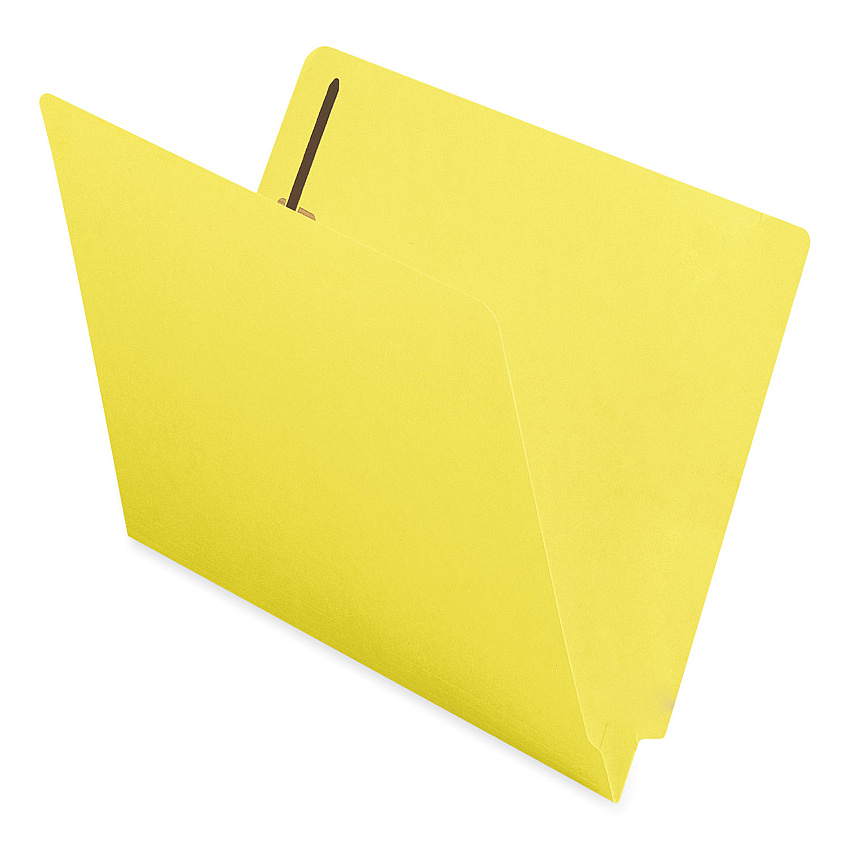 Smead Heavyweight Colored End Tab Fastener Folders, 2 Fasteners, Letter Size, Yellow Exterior, 50/Box (25940)